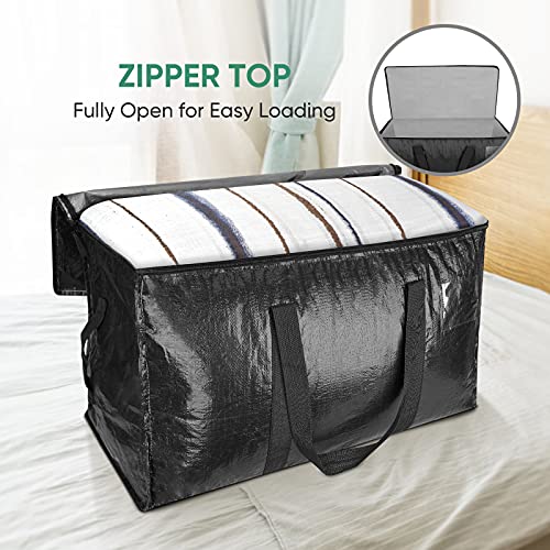 Image of BALEINE 8-Pack Oversized Moving Bags with Reinforced Handles, Heavy-Duty Storage Tote for Clothes, Moving Supplies (Black, 8-Pack)