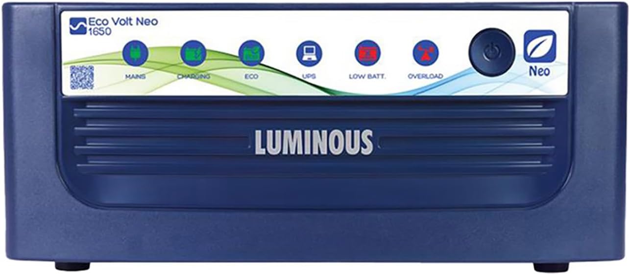 - Luminous Eco Volt Neo 1650 Pure Sine Wave Inverter Ideal for Home,Office & Shops | 1500VA Inverter | Reliable Power Backup | High Performance| Easy Installation | 36 Months Warranty
