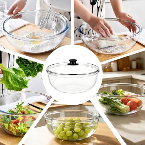 Tazón grande de vidrio 5.3QT con tapa, transparente miniatura 7