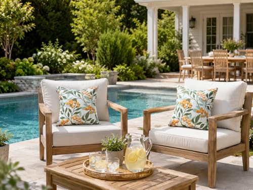 JMKaixin Outdoor Pillows, Pack of 2 Waterproof Decorative Throw Pillows with Inserts, 18”x18” Square Pillows for Bed, Couch, Sofa and Patio Furniture by JMKaixin - Used condition - Image 8