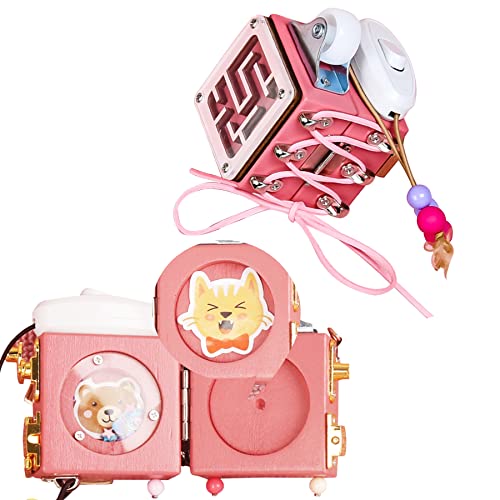 HONGBOZHIXUAN Labyrinth Pädagogisches Spielzeug Für Babys,Baby Spielzeug 1 Jahr,Montessori-Spielzeug Schule,Vorschulspielzeug,Busy Block Toys,Busy Cube Für Kinder(Labyrinth-Stil rosa) Cover