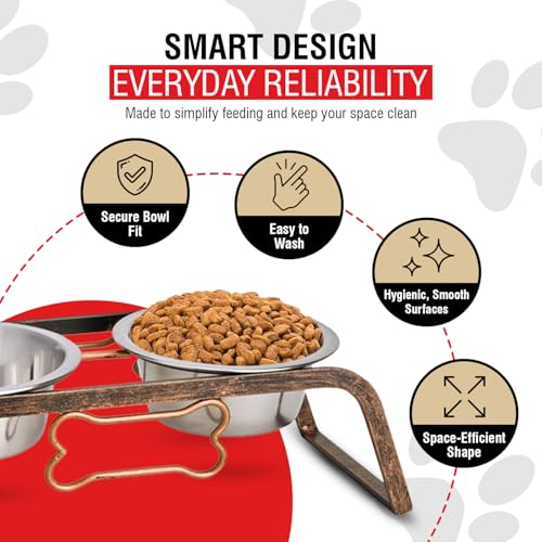 Loving Pets Elevated Dog Bowls – Raised Stainless Steel Dog Bowls with Steel Stand – Non-Skid, No Spill Feeder for Small, Medium & Large Dogs – Easy to Clean, Durable Raised Dog Feeding Station - Image 6