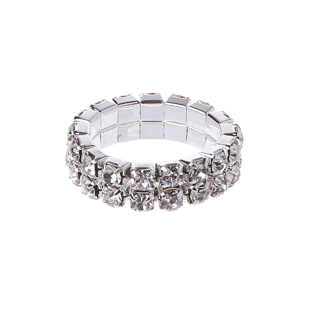KOFUN Ring, Elastic Stretch Crystal Inlaid Unique Engagement Wedding Promise Friendship Ring