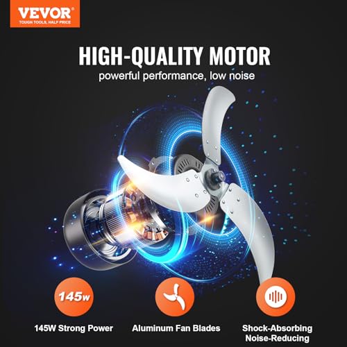 Image of VEVOR 24 inch Industrial Drum Fan, 8700 CFM High Velocity Floor Fan with 3-Speed Control, 360 Tilt & 0-2h Timer for Warehouse, Workshop, Factory, Basement