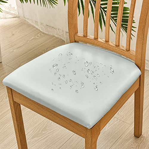 Bestenrose Dining Chair Covers for Set of 6 Waterproof Seat Slipcover PU leather Seat Covers for Dining Room kitchen Chairs Removable Chair Seat Cushion Cover with Fixing Buckle - Image 2