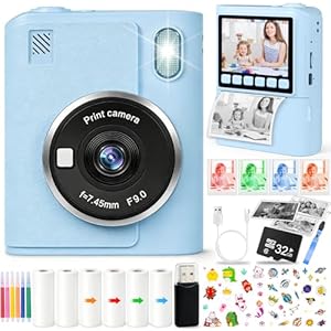 KDISHKRA Appareil Photo Instantané Enfants, 2.4" Écran HD | 48MP | Carte de 32GB | 1080P HD Appareil Photo Numérique Enfant avec Papier d'impression, Cadeaux pour Garçons & Filles de 3 à 12 Ans