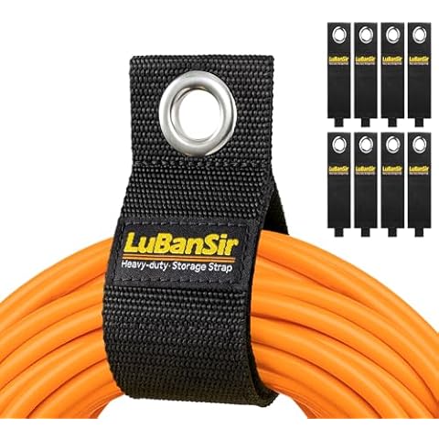 LuBanSir 9 Pack Extension Cord Holder, 17-Inch Heavy Duty Storage Strap for Garage Organization and Storage Cover