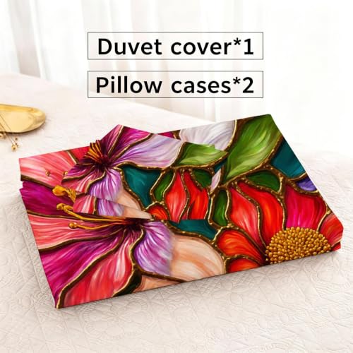 Housse de Couette 200x200 Fleurs en Microfibre avec Fermeture Éclair - 7