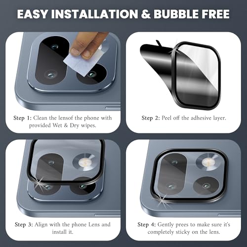 Image of ArmourPro Camera Rings Tempered Glass Compatible for Realme 16 Pro (6.78 Inches) Tough HD Individual Aluminum Alloy Rings 9H Camera Cover, Scratch-Resistant,Camera Lens Protection| Black, 1 Pack