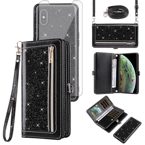 Étui portefeuille pour iPhone Xs Max avec fermeture éclair de sécurité