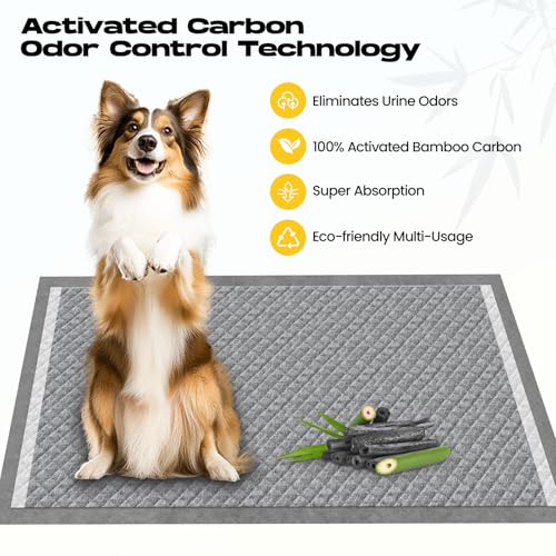 Image of Pee Pads for Dogs 30 inchx36 inch Charcoal Puppy Pads 50 Counts Small Disposable Activated Carbon Super Absorbent Full Edge-Wrapping Pee Pads Odor-Control Training Pads for Doggie Cats Rabbits