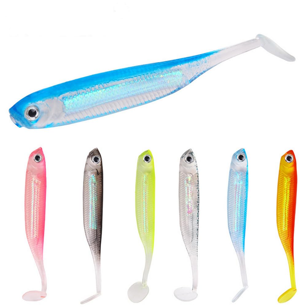 PVC Shad Colorful Reflective Soft Bait(7cm/2.75in,2.2g/0.077oz./pcs 6 Options de Couleur)