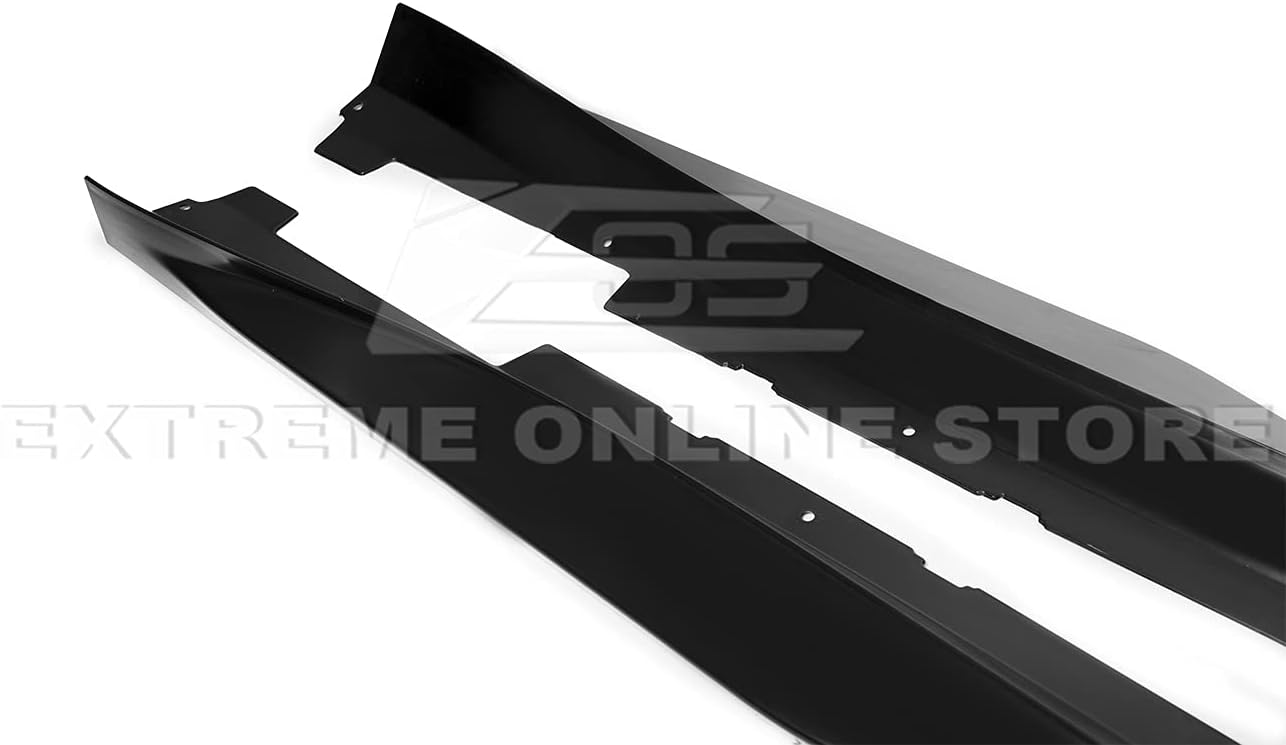 Replacement for 2016-Present Chevrolet Camaro LT LS RS SS Models | ZL1 Style Side Skirts Rocker Panel Extension Pair (ABS Plastic - Primer Black)