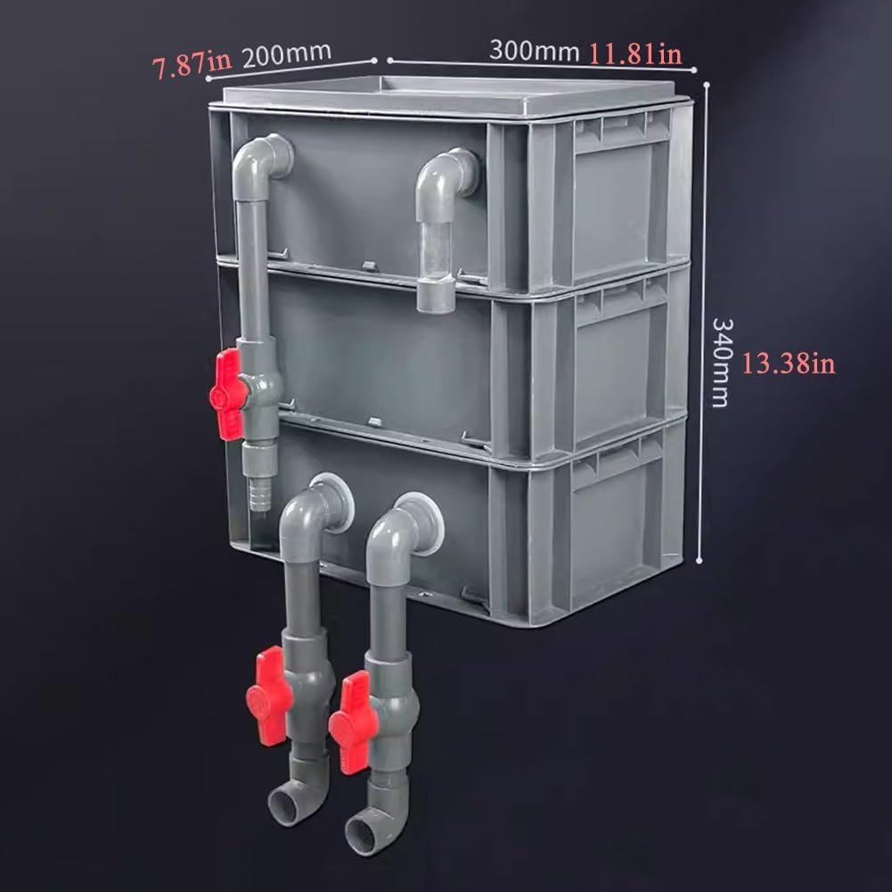水槽用フィルターボックスキット グレー 複数サイズ（ウォーターポンプとフィルターメディアを除く）(11.81x7.87x13.38i