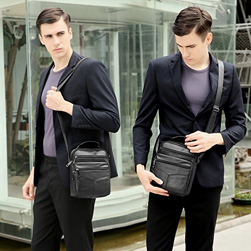 SPAHER Grote Heren Lederen Handtas Schoudertas IPAD Zakelijke tas Cross Body Casual Sling Organizer Reistas met verstelbare schouderriem - Image 3