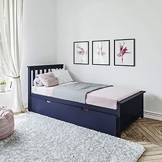 Max & Lily Solid Wood Twin-Size Trundle Bed, Blue