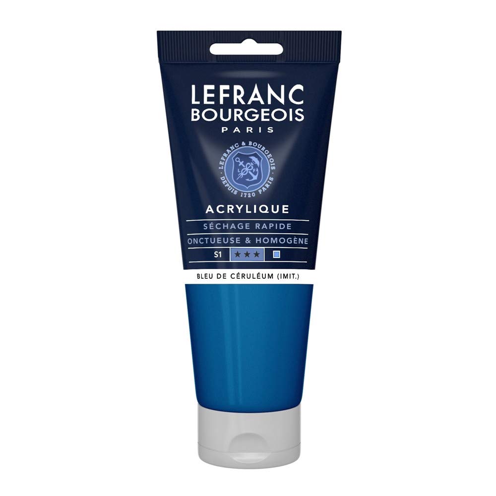 Lefranc Bourgeois 300360 Fine Acrylic Paint, Celin Blue Colour, 200 ml Tube, Creamy Acrylic Paint, Water-Based, Quick Drying, Lightfast, Waterproof