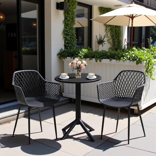 Lot 6 chaises jardin ajourées noir PP 120 kg buybyroom