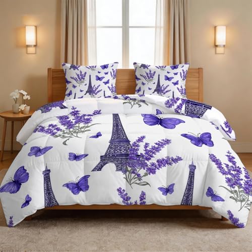 Edredón de 200 x 200 cm reversible con estampado de mariposa para cama doble 5