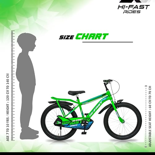 Image of HI-FAST Gangster 20T Cycle for Boys & Girls 7 to 10 Years with Tyre-Tube & Side Stand (Semi-Assembled) 20 Inches,Road Bike, Rigid
