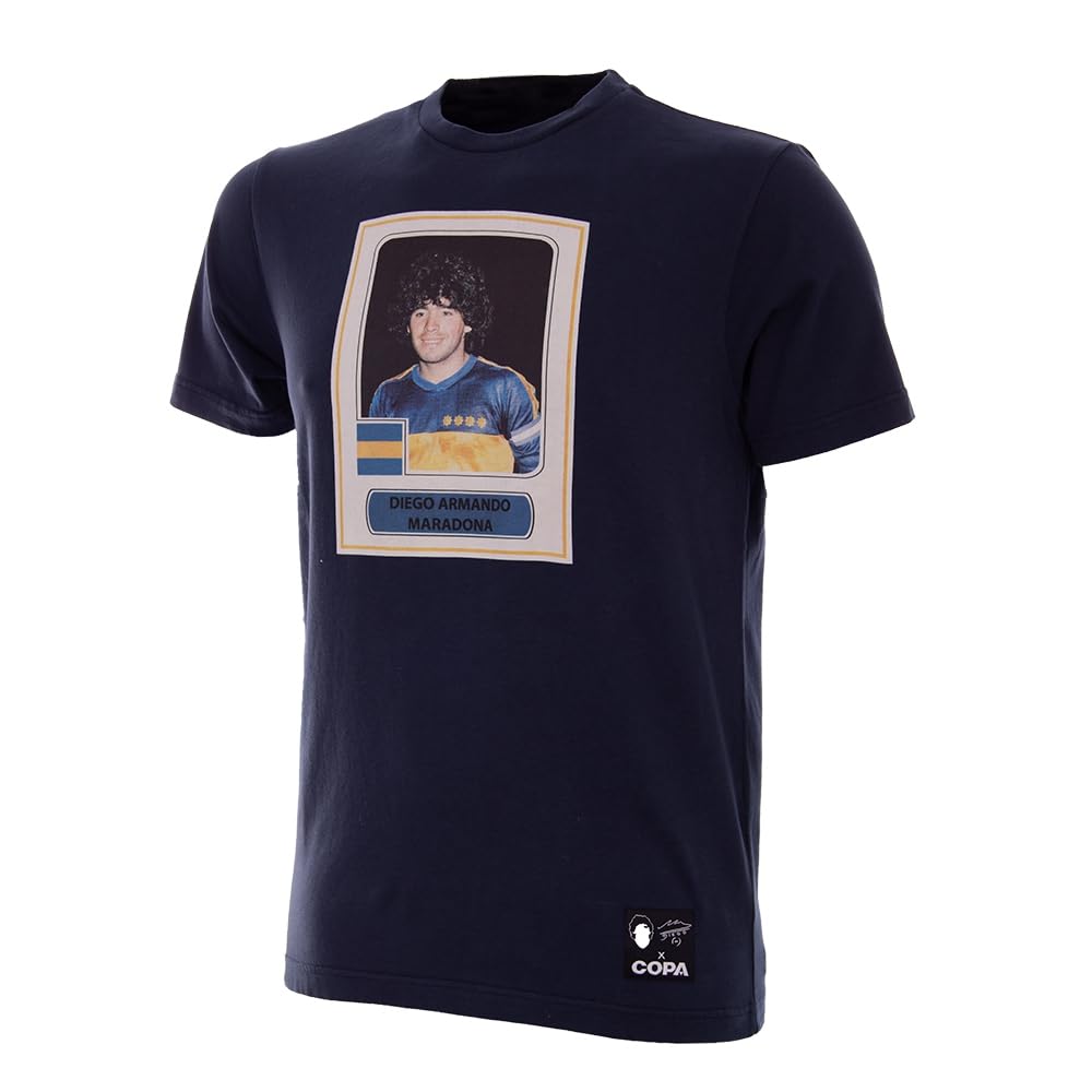 COPA - T-Shirt - Uomo - Figurina Maradona Boca - Blu - 100% Cotone