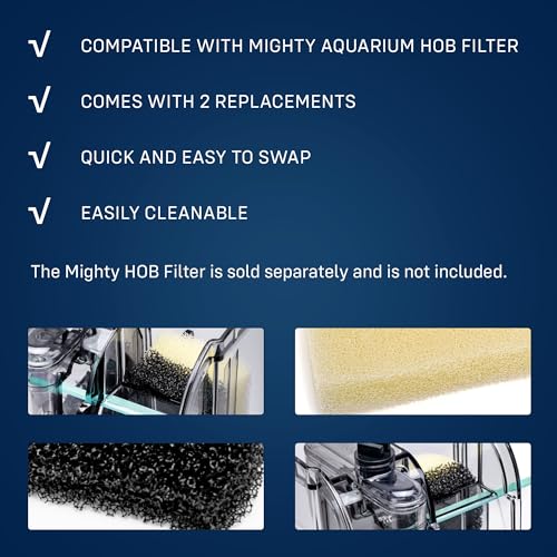 Image of SubstrateSource Mighty Aquarium Filter HOB Replacement Media - Replacement for Fish Tank Filters, Hang-on-Back Small Aquarium Filter, Replacement Filter Cartridge - XS MG02 Replacement Sponge, 2-Pack