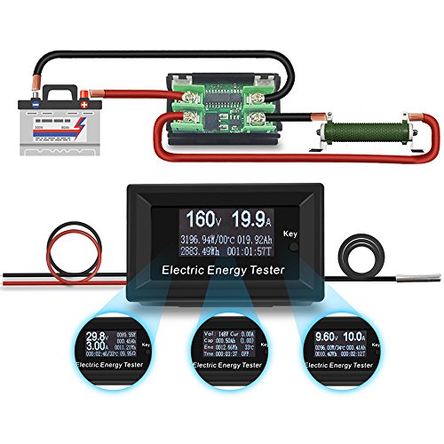 zmart 150V 20A 3KW 直流 デジタル 電圧計 電流計 電力計 電力 バッテリ容量 インピーダンス 温度 時間 外部 防水 温度 電源電圧計 検出器 ボルト 電流 テスター インジケーター