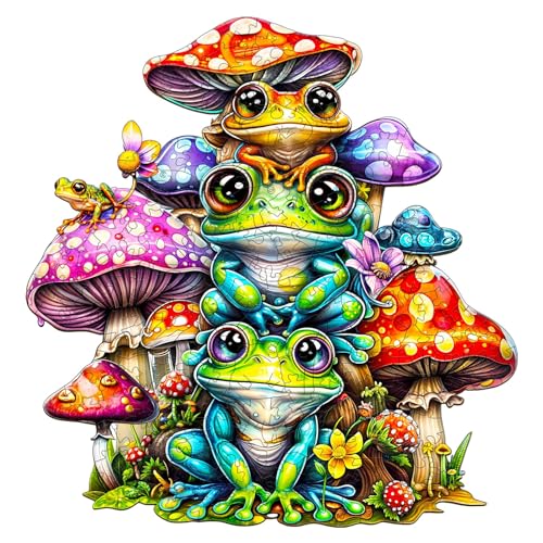 Holzpuzzle Erwachsene, 260 Teile Frosch Holz Puzzle Erwachsene, 34x32.7cm Wooden Puzzle, Unregelmäßige Einzigartige Puzzle, Holzpuzzle Tierform, Holz Puzzle Mit Geschenkbox Aus Holz