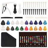 INKNOTE 53 PCS Guitar Accessories Kit-Acoustic Guitar Bridge Pins Pegs,Bridge Pin Puller Remover,Capo,Guitar Picks,Pick Holder and Guitar Saddle Nut,with Guitar Scale Sticker and dust-free cloth