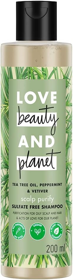 Love Beauty & Planet Tea Tree|| Peppermint & Vetiver Sulfate Free Purifying Shampoo|| No Parabens|| No Dyes|| 200ml