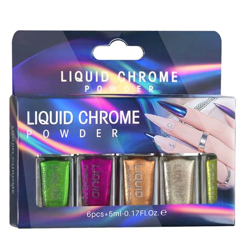 6Pcs Holography Nails Powder Nails Art Decoration Manicure Easy Apply Nails Powder Stylish Nails Ornament for Women