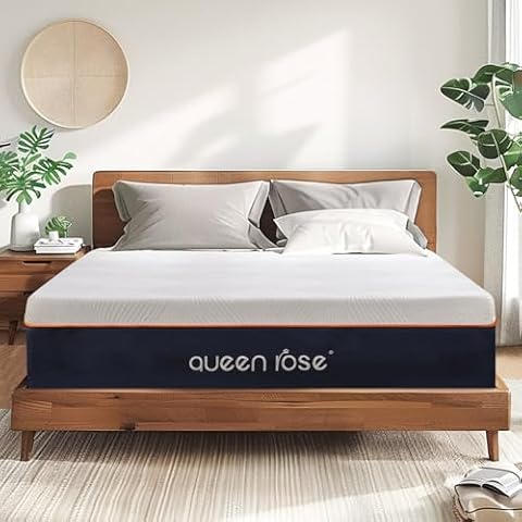 QUEEN ROSE Queen Mattress, 12 Inch Queen Memory Foam Mattress in a Box, Medium Firm Cooling Gel Queen Size Mattress for Back Pain, CertiPUR-US Certified & Fiberglass Free Cover