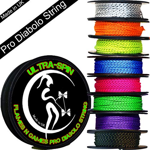 Flames N Games ULTRA-SPIN Pro Ficelle Diabolo + (10u00a0m) Ficelle Diabolo pour toutes les baguettes manuelles de Diabolo., UV Gelb
