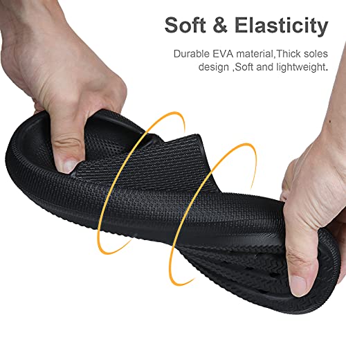 Shevalues Pillow Soft Slide Sandals For Women Men Non-Slip Shower Shoes Bath Slippers Summer Beach Slides Black 39-40 thumb #4