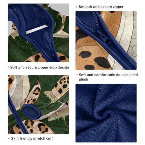 Leopard Print Snails on Green Toddler Fleece Jacket Girl Boys Hooded Fleece Jacket Coat Warm Outwear Zip-up 3-10T3