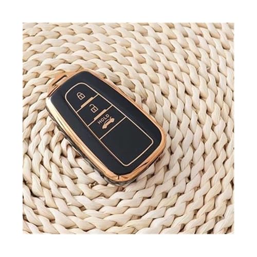 Coque de protection clé Toyota Prius C-HR RAV4 Corolla étui TPU 3 boutons or noir