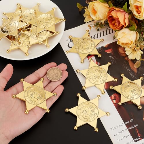 MAYJOYDIY 12pcs Sheriff Badges Western Cop Star Deputy Badge Plastic Brooch Police Badges Pin Old West Prop Cowboy Party Decoration Badge for Cosplay Party Costume Play Props4