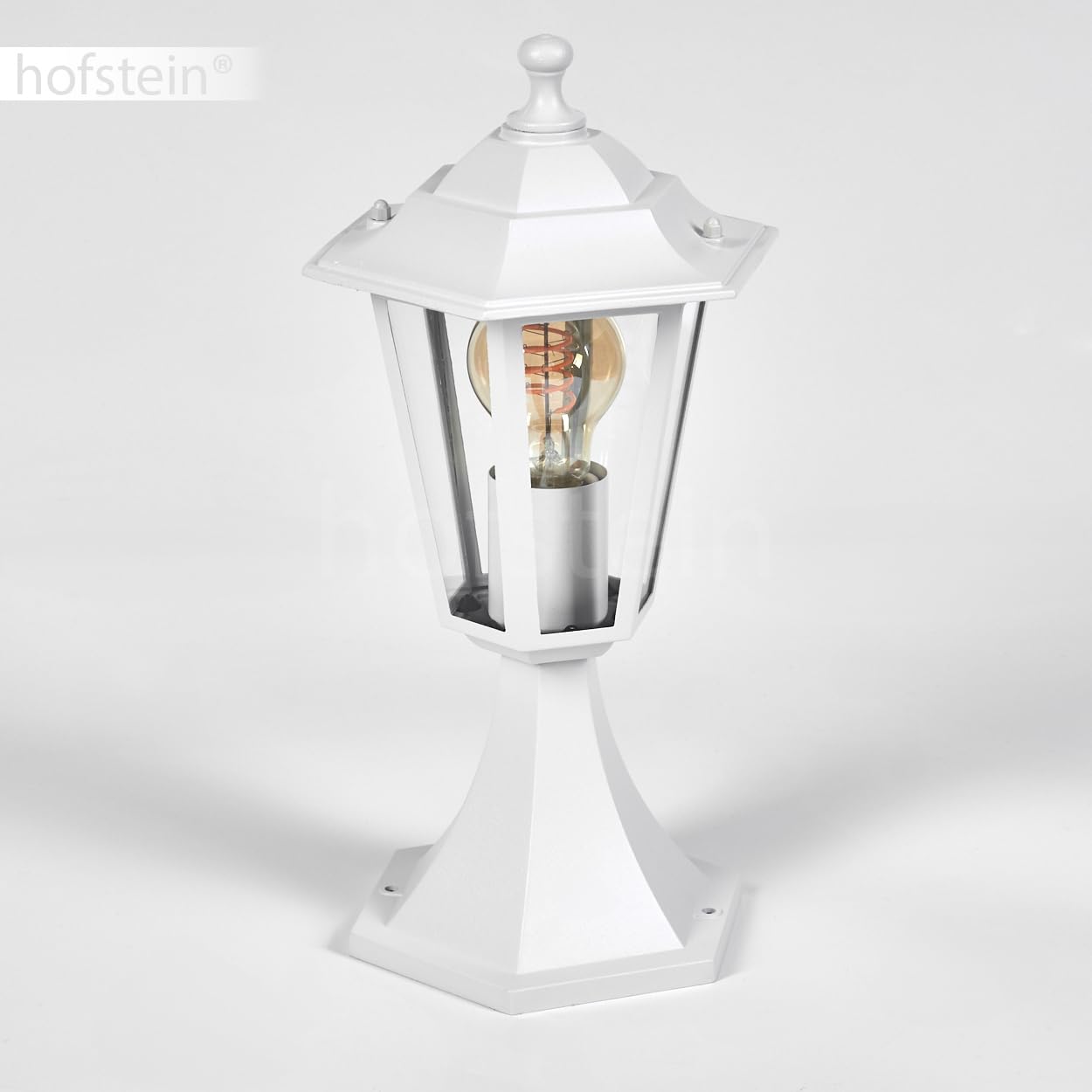 Lampe d'allée extérieure Loria, lampe de socle en métal/verre en blanc, lampe d'allée au look antique, 37 cm, lampe de jardin, éclairage de jardin IP44, 1 x E27, sans ampoules