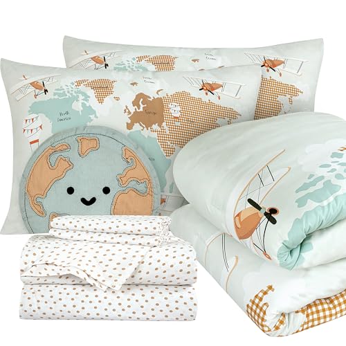 Image of Royale Linens BIAB Printed Bedding Set - 100% Microfiber Ultra-Soft 1 Comforter & 2 Standard Pillow Sham - Queen Size - Lightweight, Durable & Easy Care Bedding for All Seasons (EXPLORER Queen, Multi)