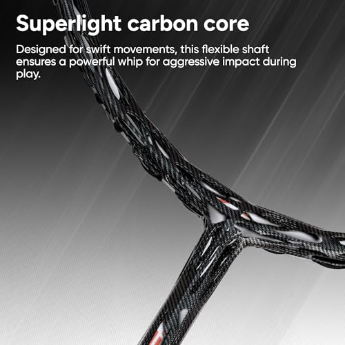 Image of Hundred Nitrix 10 Badminton Racket (Strung) | Carbon Fiber Frame | Head-Heavy Attacking Racket | Flexible Shaft for Powerful Smashes | Max Tension 30 lbs | Full Cover Included