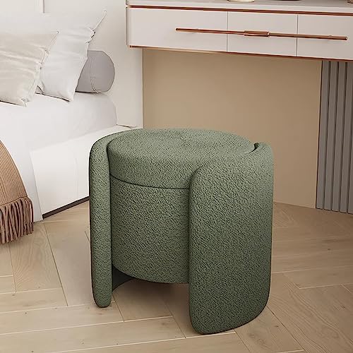 Taburete de tocador de maquillaje con almacenamiento, banco otomano tapizado de piel sintética cómodo para dormitorio y sala de estar