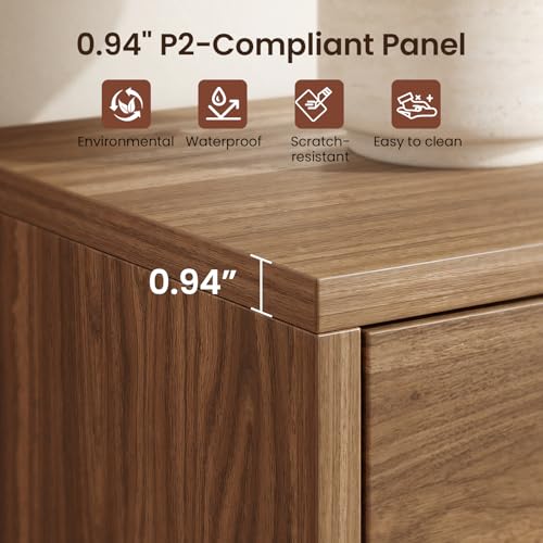 ModernMate 70\'\' Wide TV Stand for TVs Up to 75\'\', Wood Entertainment Center with Sliding Doors and Drawers, Television Console Storage Cabinet with Adjustable Shelves for Living Room, Bedroom, Walnut - Thumbnail 4