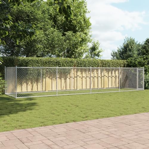 Gecheer Canile,Gabbia,Box Cane,da Esterno,con 1 Porta,in Acciaio Zincato,Senza Tetto,8x2x1,5 cm,Gabbia