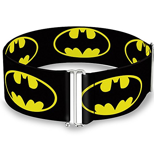 DC Comics Belt, Cinch Belt Batman Shield Black Yellow, 3.0 Inch Wide, Adjustable