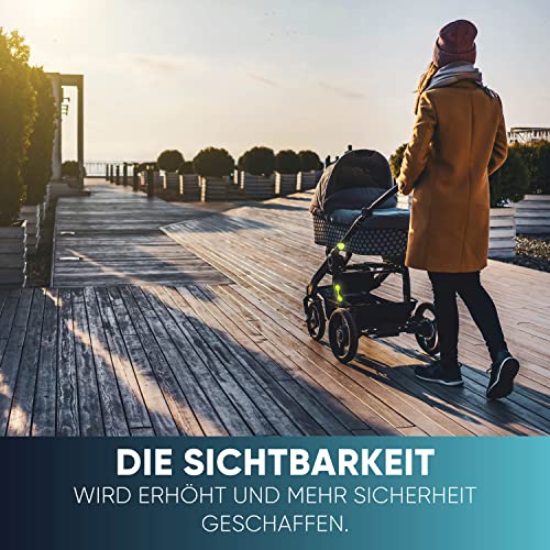 KD-TECH 5er Set Magnet-Reflektoren - Reflektierende Ansteckmagnete für maximale Sichtbarkeit - für Rucksack, Jacke, Kinderwagen und mehr (Grün)