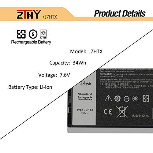 Zthy J7Htx 7Xntr Laptop Battery Replacement For Dell Latitude 7202 7212 7220 Rugged Extreme Tablet Series 02Jt7D 2Jt7D Fh8Rw J82G5 Vw5Y4 451-Bbor 451-Bcco 451-Bcdh 7.6V 34Wh 4342Mah #TOP2