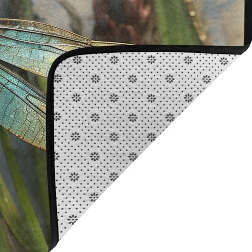 Tapis antidérapant lavable grand format libellule 183x122