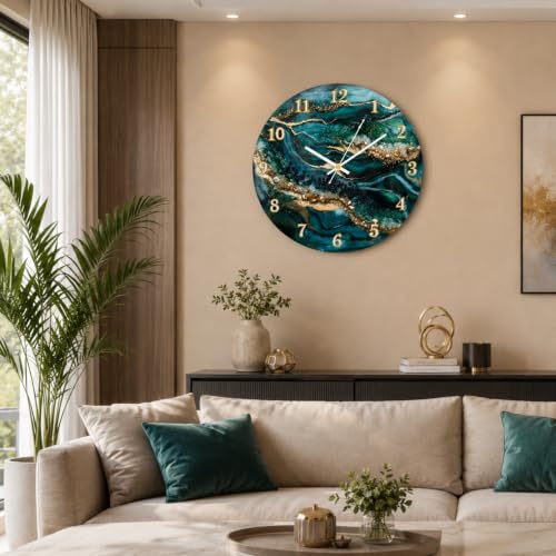 Ingo Creation 40CM Acrylic Wall Clock, Teal Green & Blue - Image 8