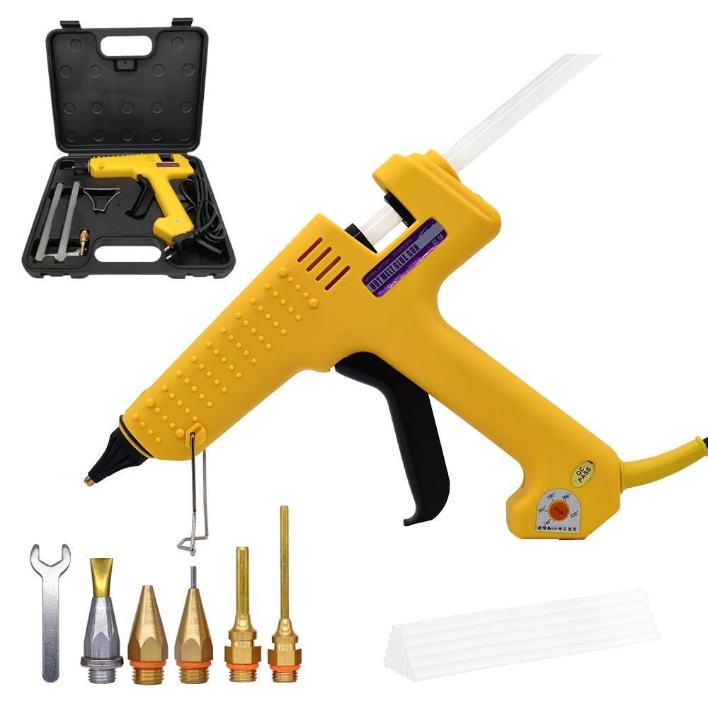 Professionelle Heißklebepistole, 250 W, mit Werkzeugsatz, Düse aus reinem Kupfer, einstellbare Temperatur, hoher Stromverbrauch, 11 mm Klebestift(200W)
