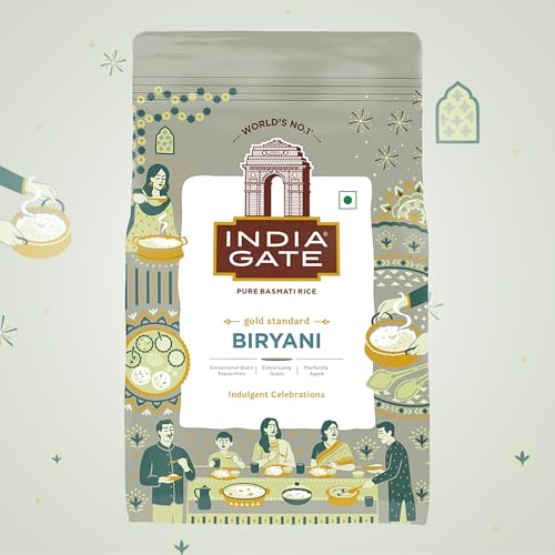 Image of India Gate Biryani Pure Basmati Rice 1Kg | Perfectly Aged | Extrta Long Grain | Best for Dum Cooking